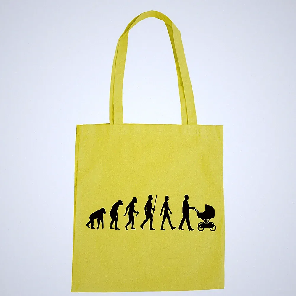 Evolution Kinderwagen Baumwolltasche - Papa Vater Kind Familie Tochter Sohn