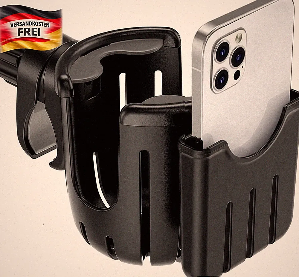 Fahrrad Becherhalter Getränkehaltersystem für Kinderwagen Rollstuhl Kaffeehalter