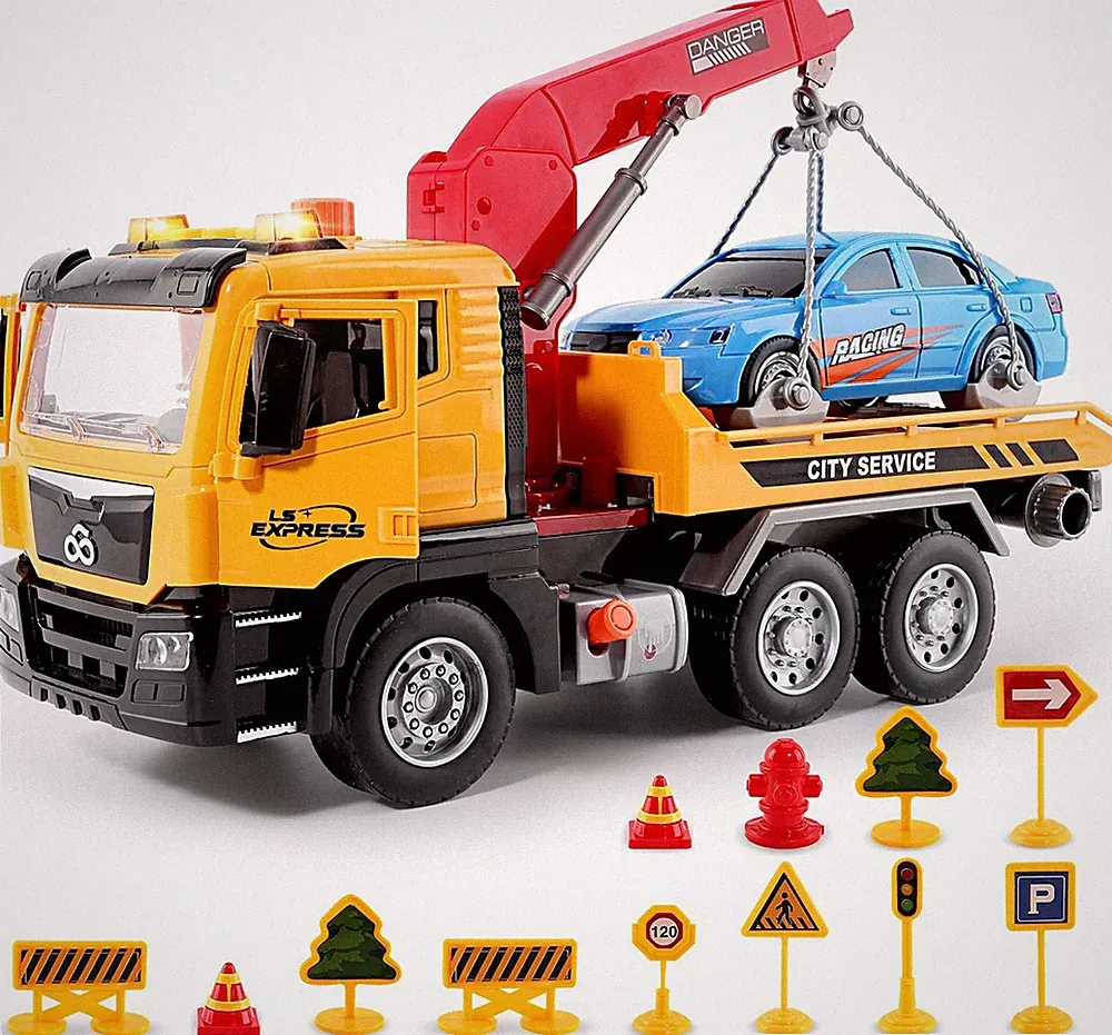 Fantasievolles Abschleppwagen Spielzeug für Kinder, Licht & Sound, Reibungsbe...