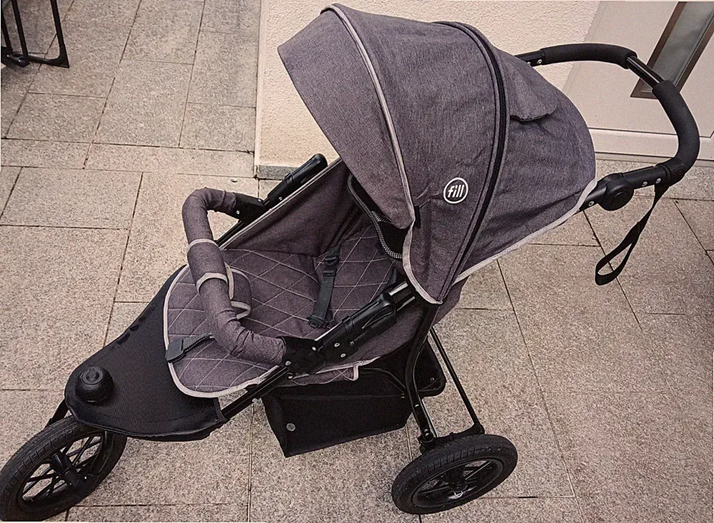 fill Jogger Dreirad Kinderwagen grau, klappbar, Sonnendach, verstellbare Handgr...