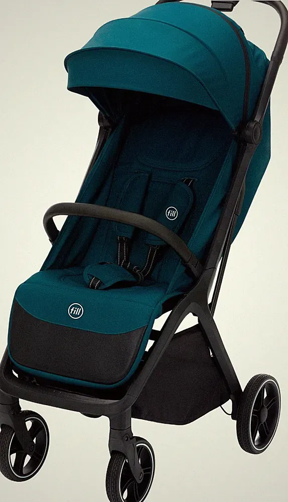 FILLIKID Kinder-Buggy Cooper türkis/schwarz Autofold-Mechanismus ca. 55/28 cm