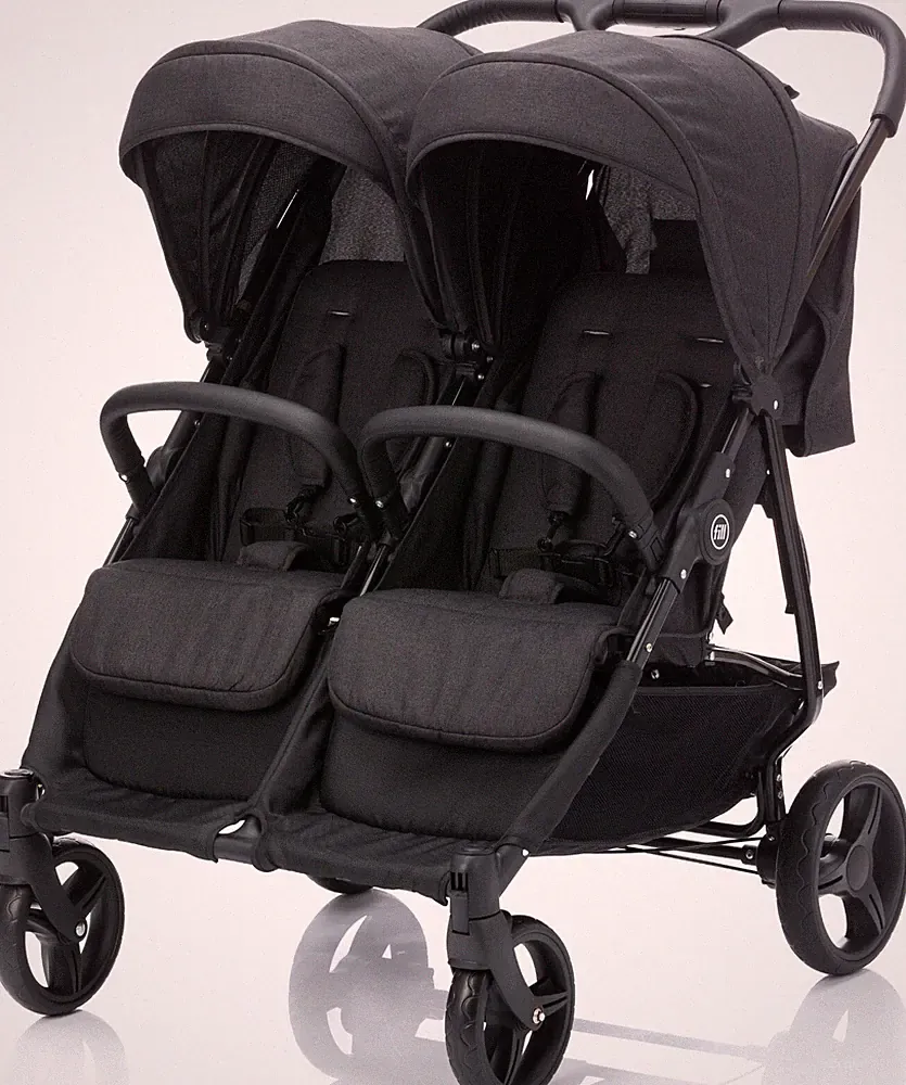 FILLIKID Sport Zwillingswagen Duo Schwarz Melange einfaches Faltsystem 72x80x105