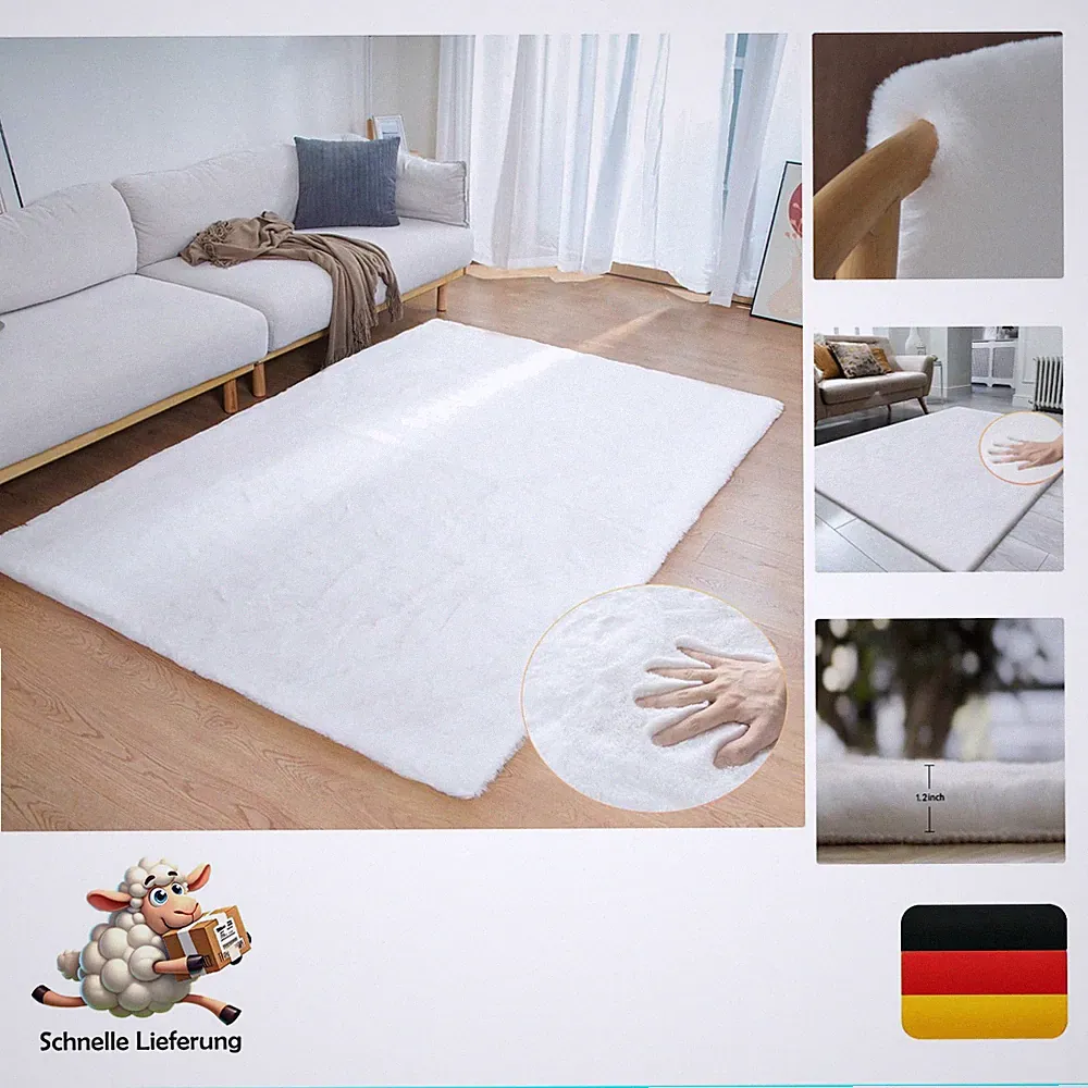 Flauschiger Kunstfell-Teppich 120x180 cm - Ideal für Kinderzimmer & Wohnzimmer