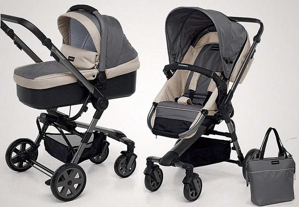 Foppapedretti Supertres Kombi-Kinderwagen Babyschale und Tasche silver P1
