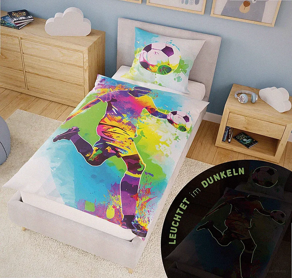 Fußball Bettwäsche 135x200 Kinder Junge Baumwolle Fussballer Jungs Bettbezug