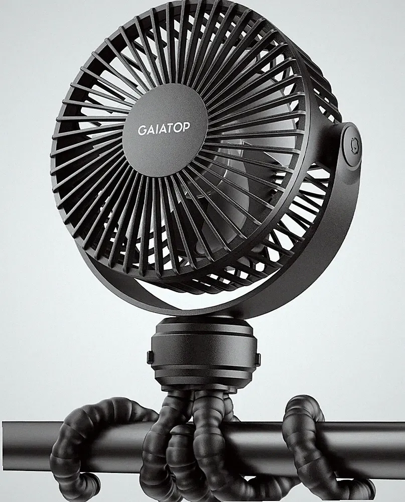 Gaiatop Tragbarer Mini-Kinderwagen-Ventilator, batteriebetrieben, 360 ° drehbar