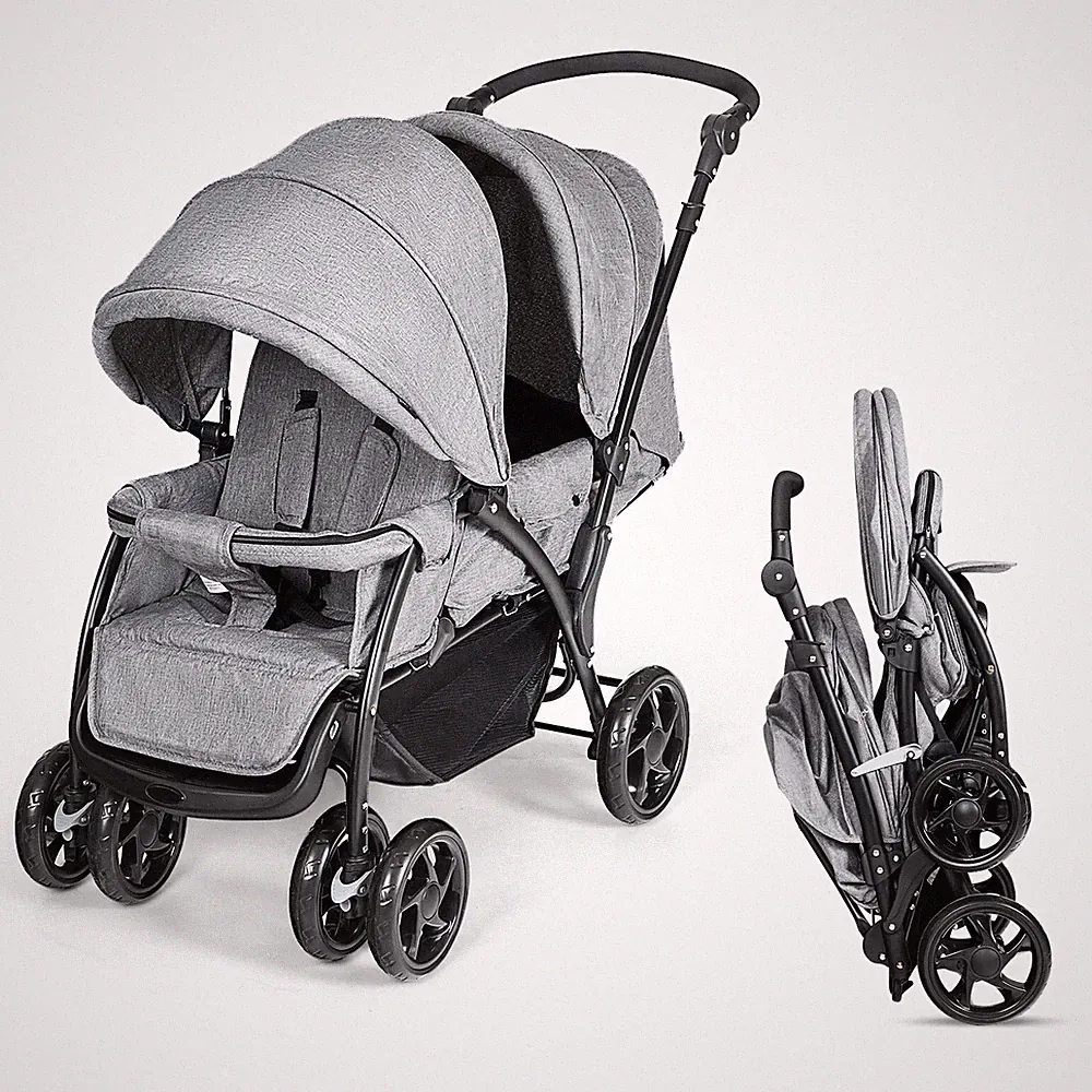 Geschwisterwagen Kinderwagen Baby Reisebuggy klappbar Zwillingswagen