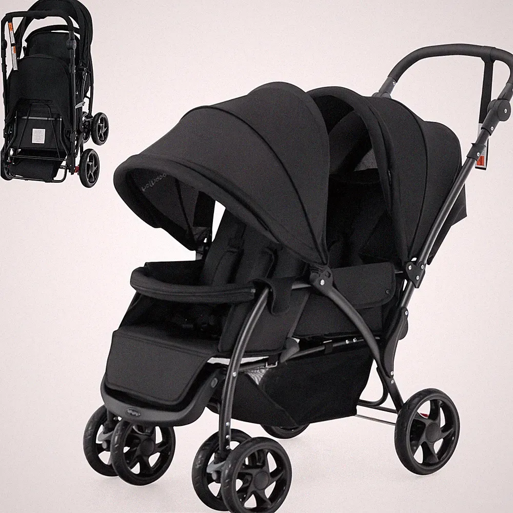 Geschwisterwagen Kinderwagen Baby Reisebuggy klappbar Zwillingswagen