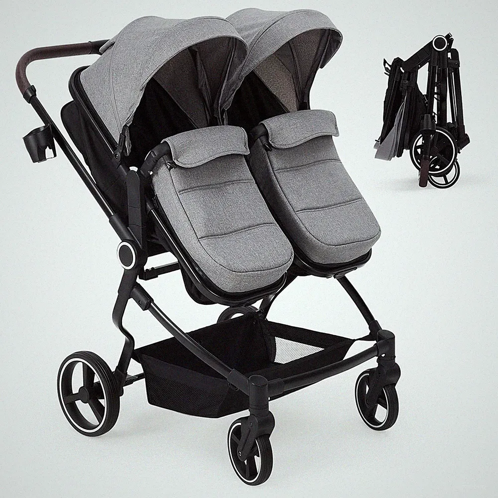 Geschwisterwagen Zwillinge Kinderwagen für 2 Kinder Baby Buggy 5-Punkt-Gurt