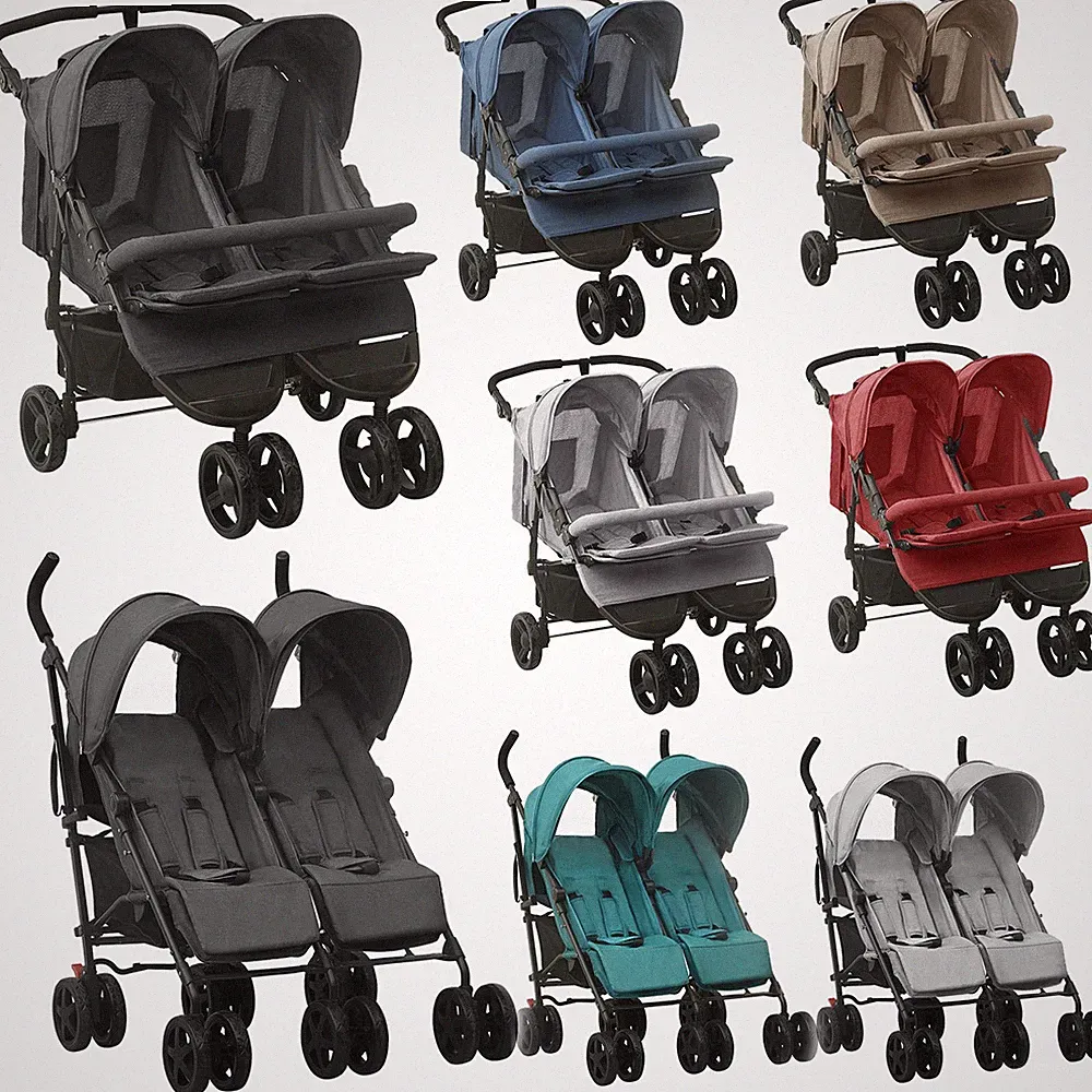 Geschwisterwagen Zwillinge Kinderwagen für 2 Kinder klappbar Stahl Baby Buggy DE