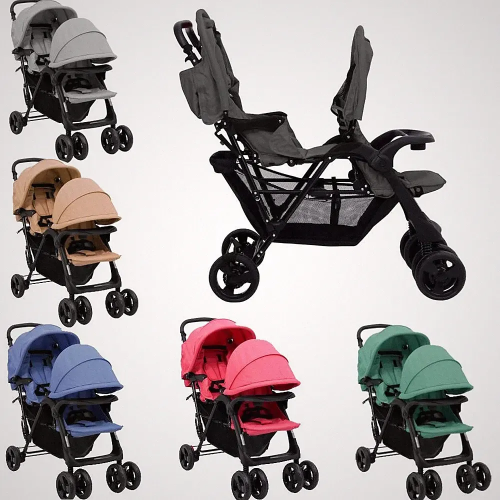 Geschwisterwagen Zwillingswagen Babywagen Kinderwagen Baby Buggy Stahl GU