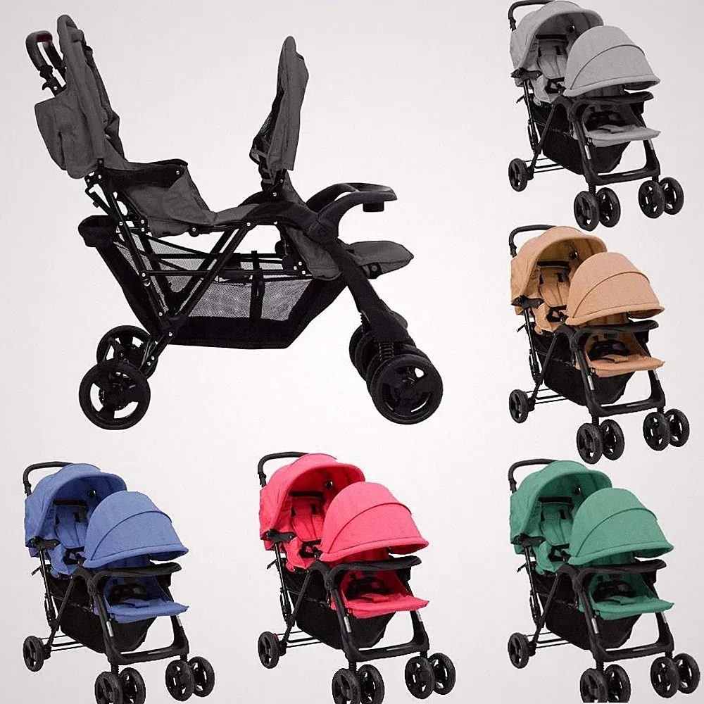 Geschwisterwagen Zwillingswagen Babywagen Kinderwagen Baby Buggy Stahl vidaXL
