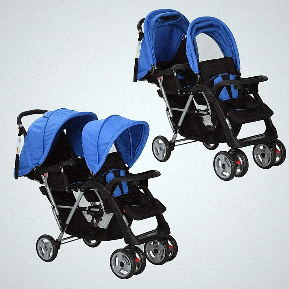 Geschwisterwagen Zwillingswagen Babywagen Kinderwagen Baby Kinderbuggy #A