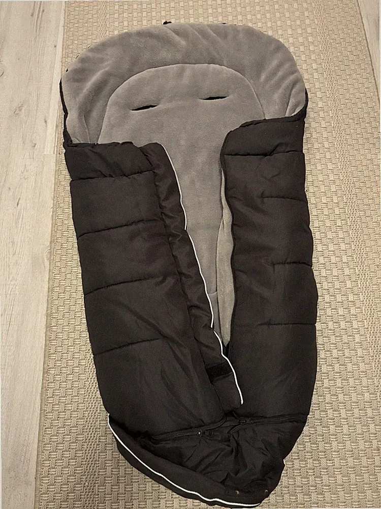 GOLDGE Kinderwagen-Fußsack Schwarz/Grau aus Polyester für Säugling & Kleinkind
