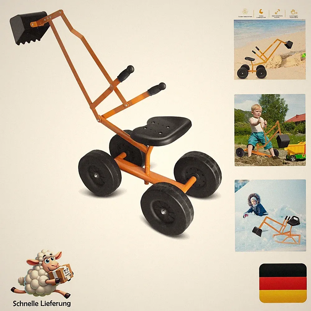 Goplus Kinder-Sitzbagger Metall Sandbagger mit 360° Dreh, großer Schaufel, Gu...