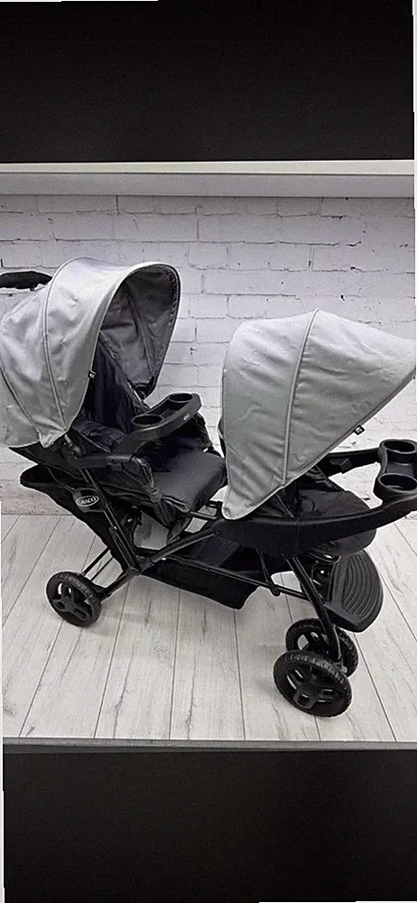 Graco Stadium Duo Tandem-Zwillingsbuggy Kinderwagen Kinderwagen – schwarz/grau