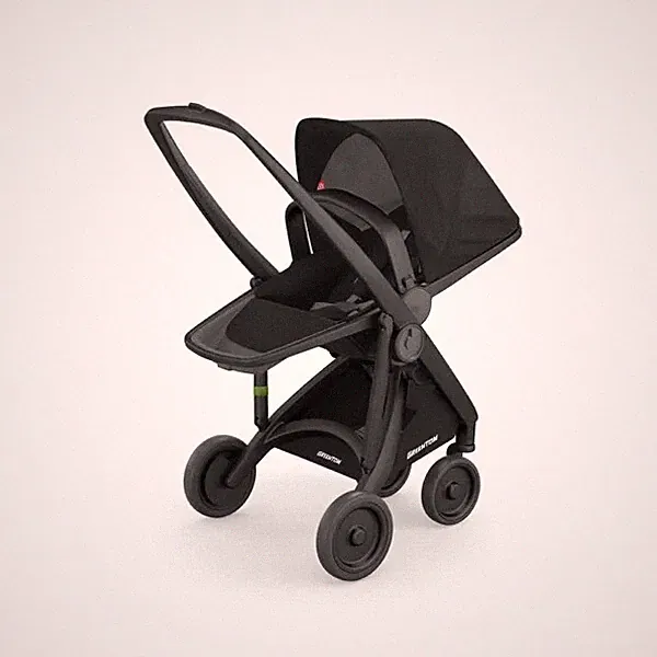Greentom wendbarer Kinderwagen mit Sitz - schwarz/schwarz