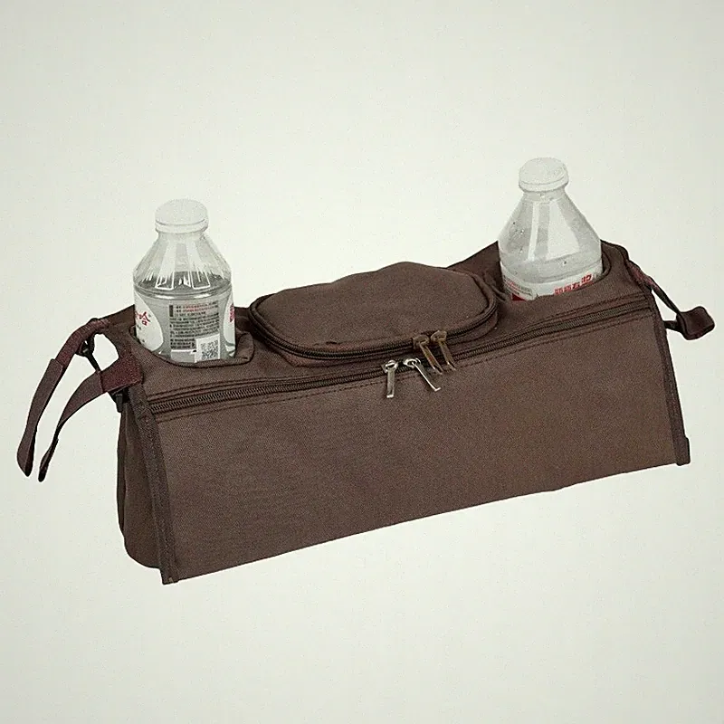 Griff-Organizer für Kinderwagen Flaschenhalter Doppelt Seitig Braun