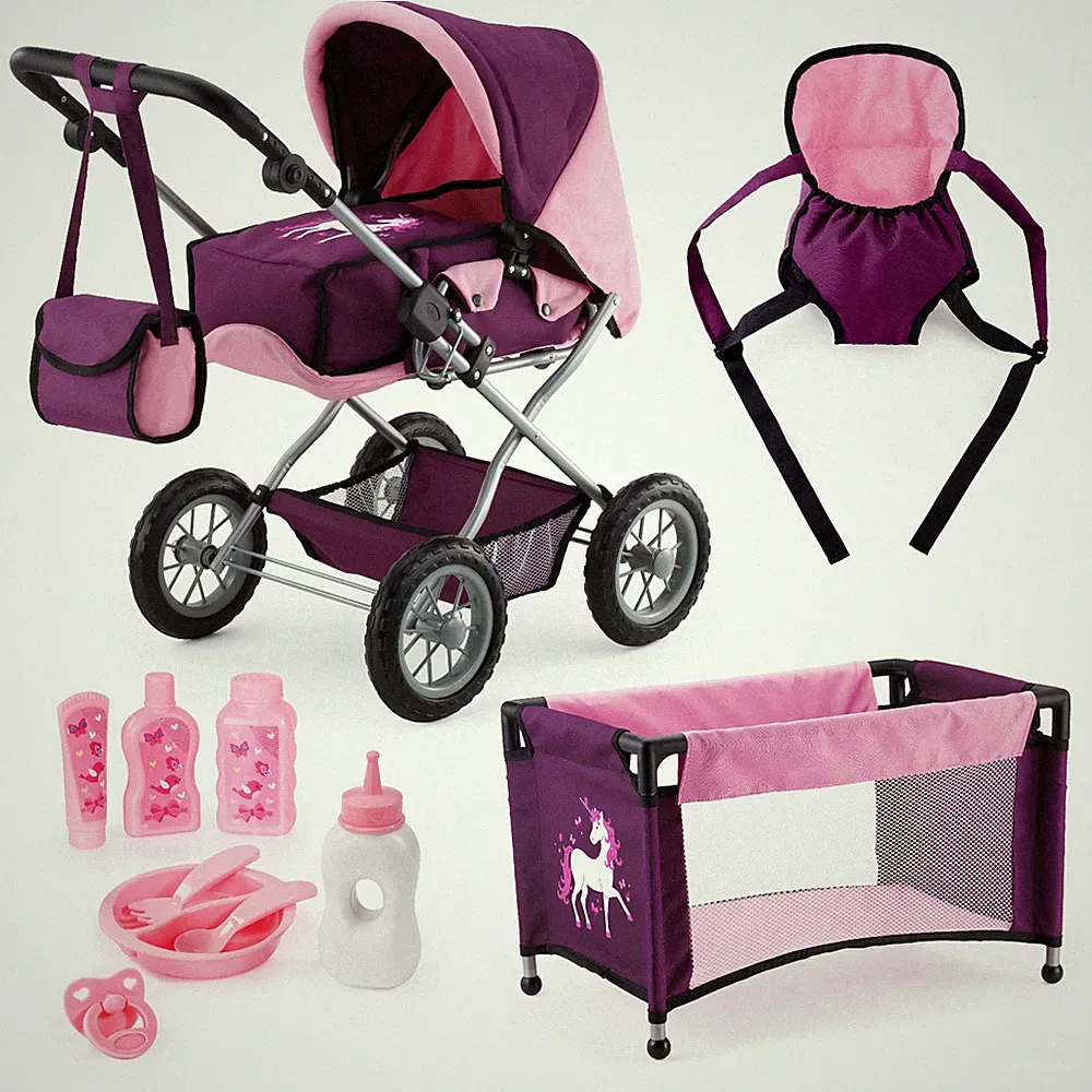 Großer Kombi Puppenwagen Grande von Bayer Design Set mit Bett Tragegurt 15057