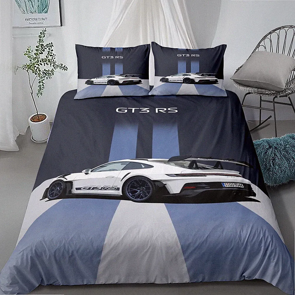 GT3 RS Luxus Supercar Sportwagen Daunendecke Bettbezug Einzelbett Doppelbett Set