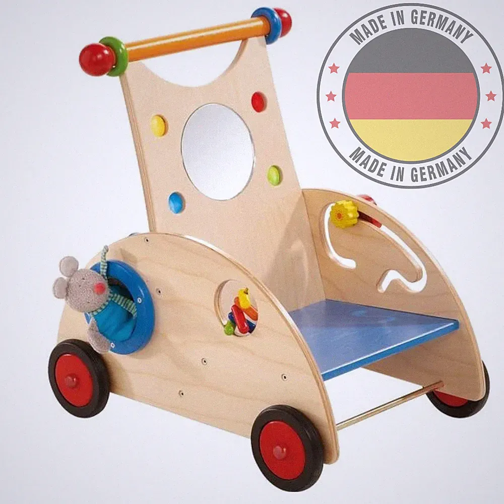 HABA Lauflernwagen Holzspielzeug Kleinkinder Babys Hochwertig Sicher Bremse NEU
