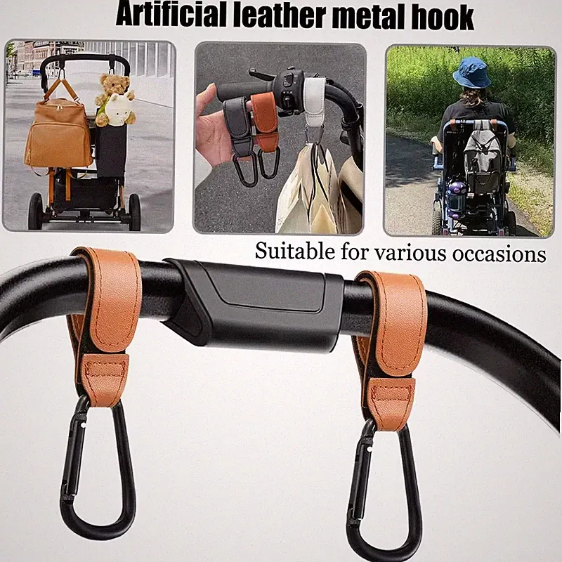 Haken aus synthetischem Kunstleder für Kinderwagen, Rollstuhl, Rollator, Auto
