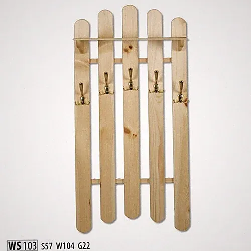 Handgefertigte Wandgarderobe aus massivem Kiefernholz Kleiderschrank mit 5 Haken