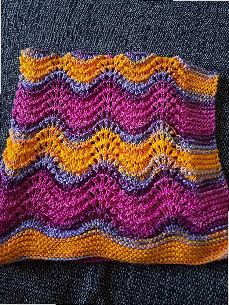 Handgestrickte orange und lila Streifen Neugeborene Baby Decke 61x52cm.