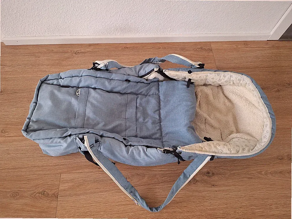 Hartan Babywanne Softtasche – Blau/Grau Tragetage Tasche für Kinderwagen