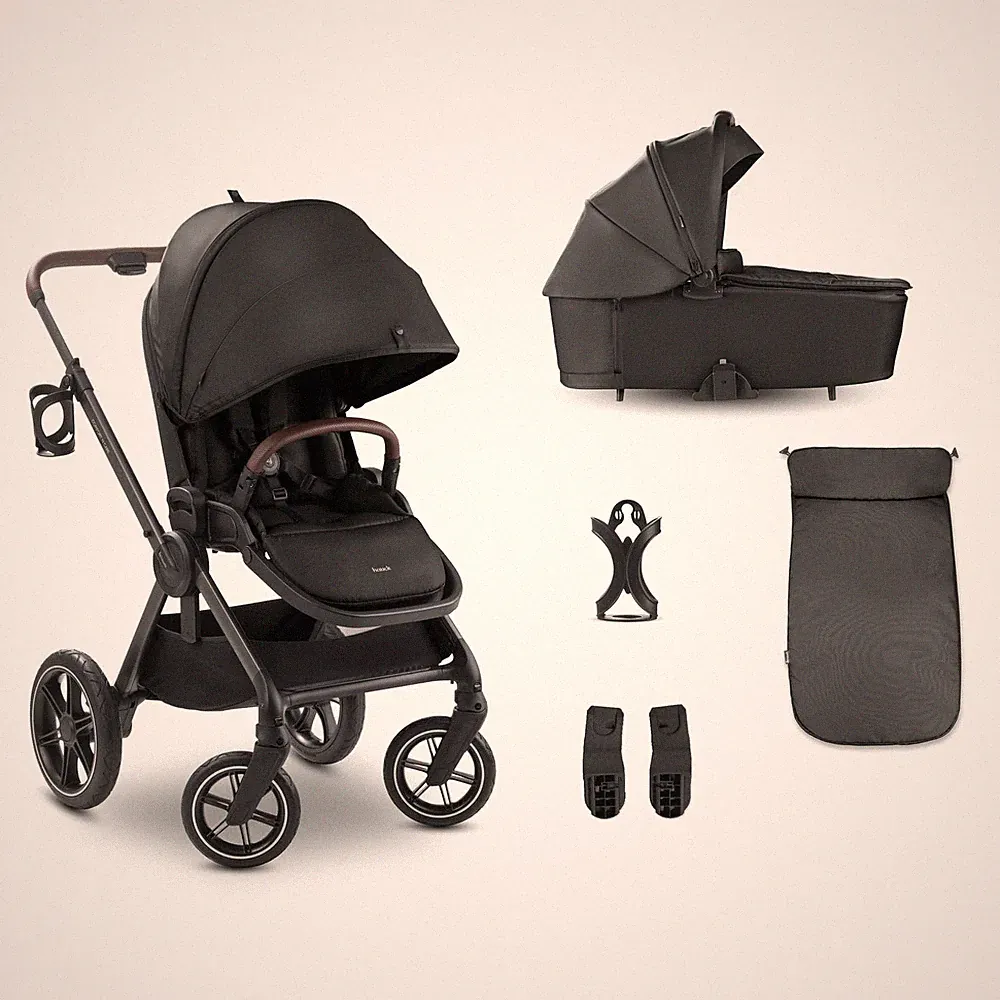 hauck 2in1 Babywagen Buggy Gummireifen Comfort N Care SET Black Geburt bis 22 kg