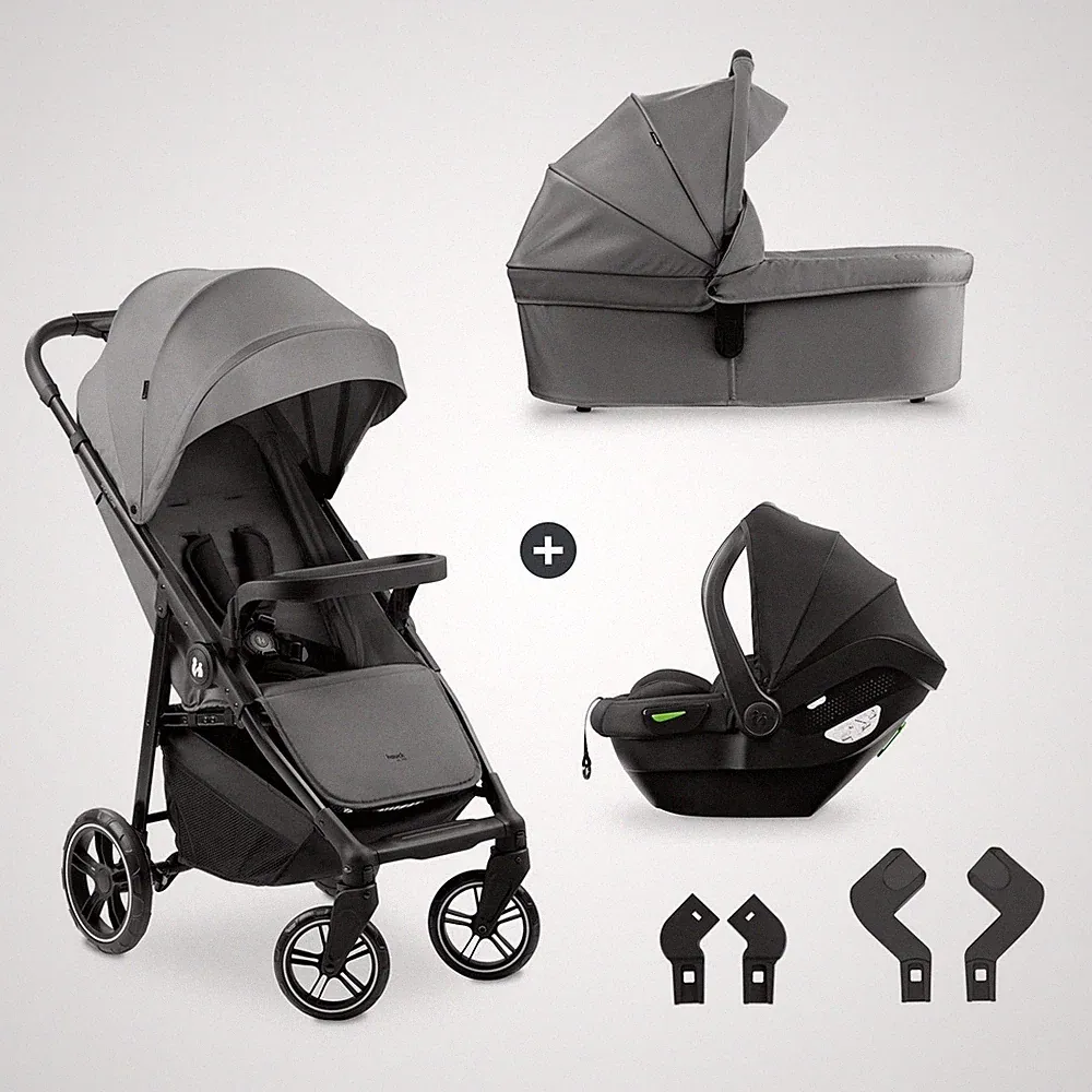 Hauck Buggy Shop N Care Trio Set Grey inkl. Babyschale und Zubehör