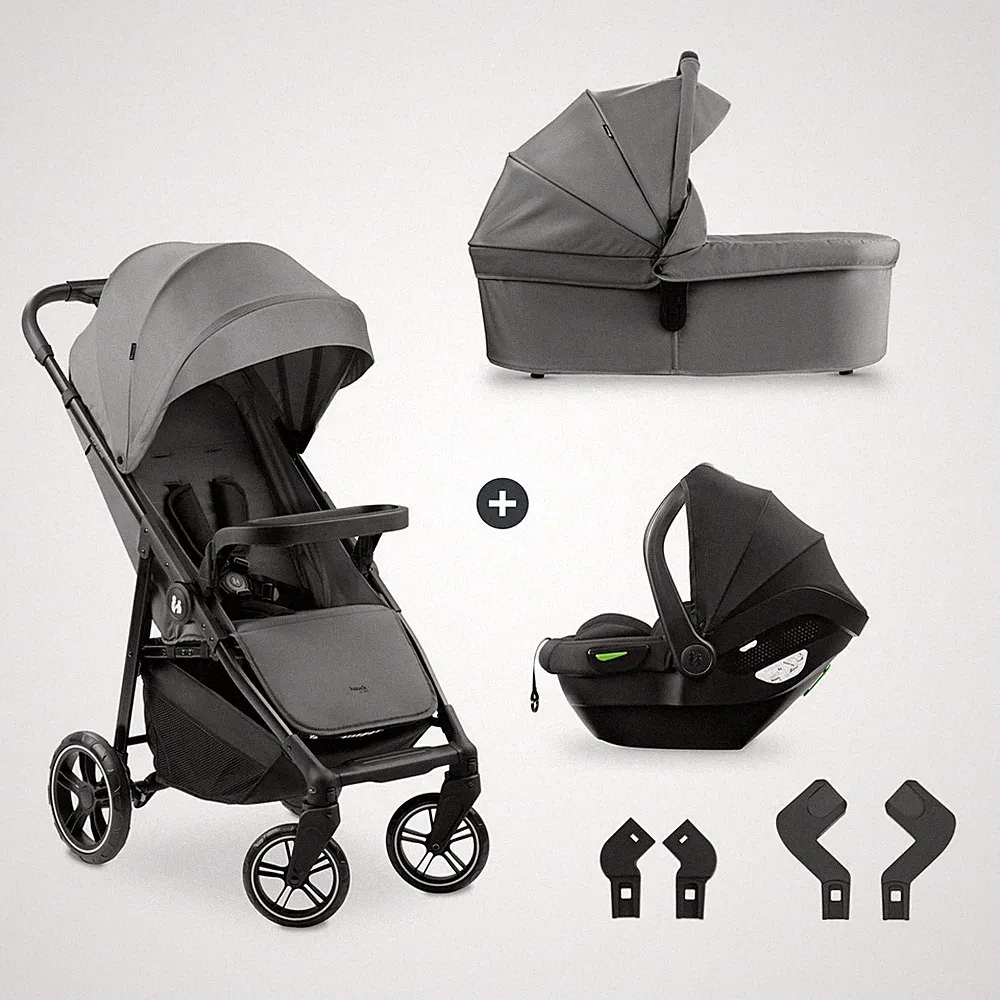 Hauck Buggy Shop N Care Trio Set Grey inkl. Babyschale und Zubehör TOP