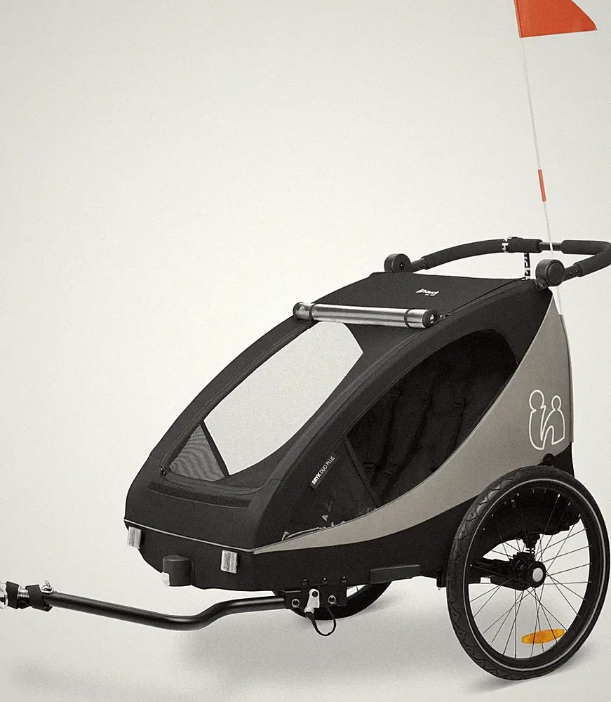 Hauck Dryk Duo Plus, schwarz - 2in1 Kinderfahrradanhänger & Kinderwagen mit Federung
