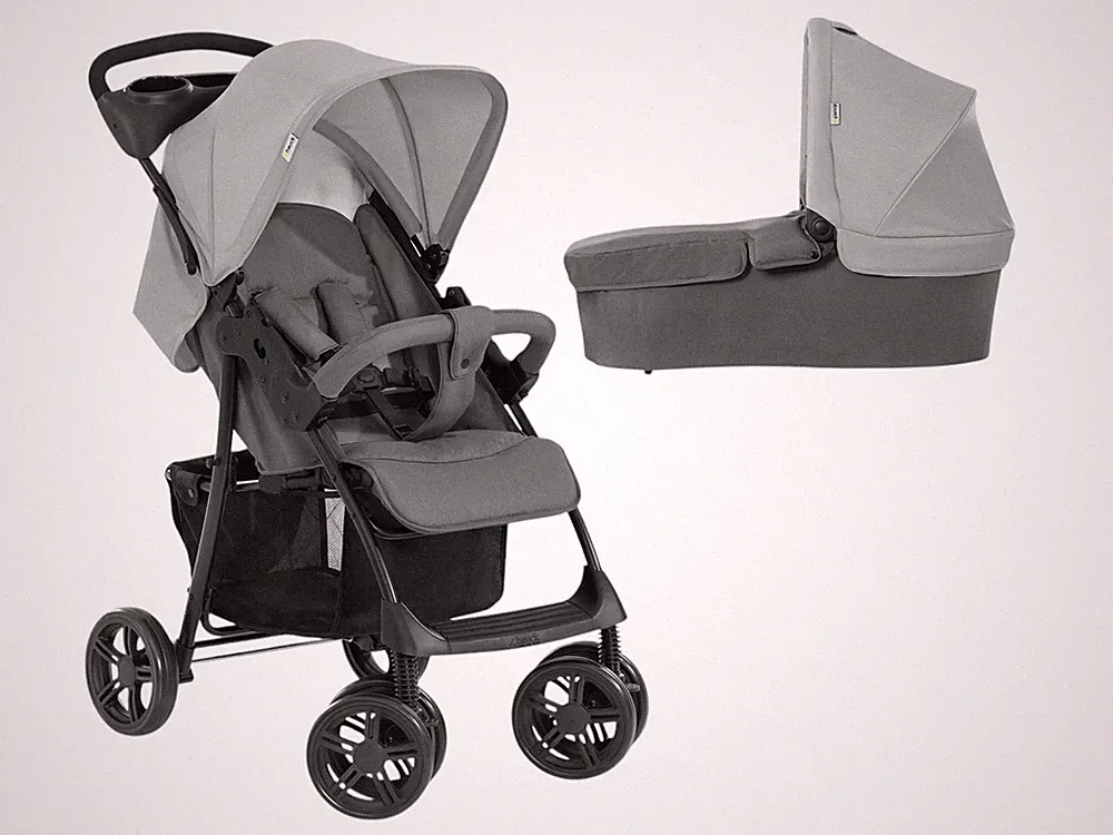 hauck Kinderwagen »Shopper Trioset«, Babywanne und Sportsitz (grau) - B-Ware