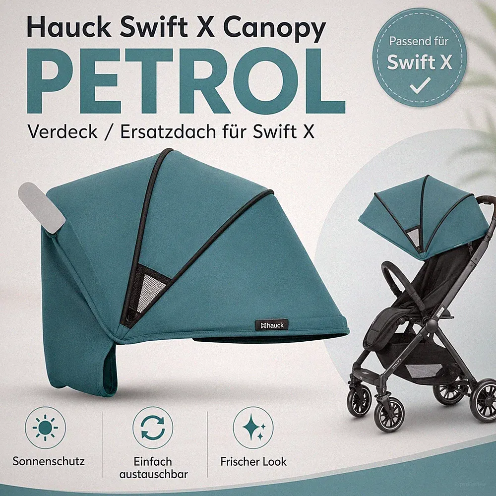 Hauck Swift X Canopy Verdeck Petrol Ersatzdach Sonnenschutz Buggy Zubehör Neu