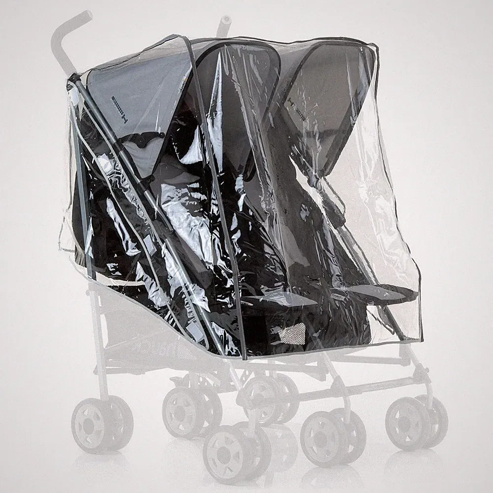 Hauck Zwillingskinderwagen Regenschutz universal passend für die meisten Side by Side Doppelkinderwagen
