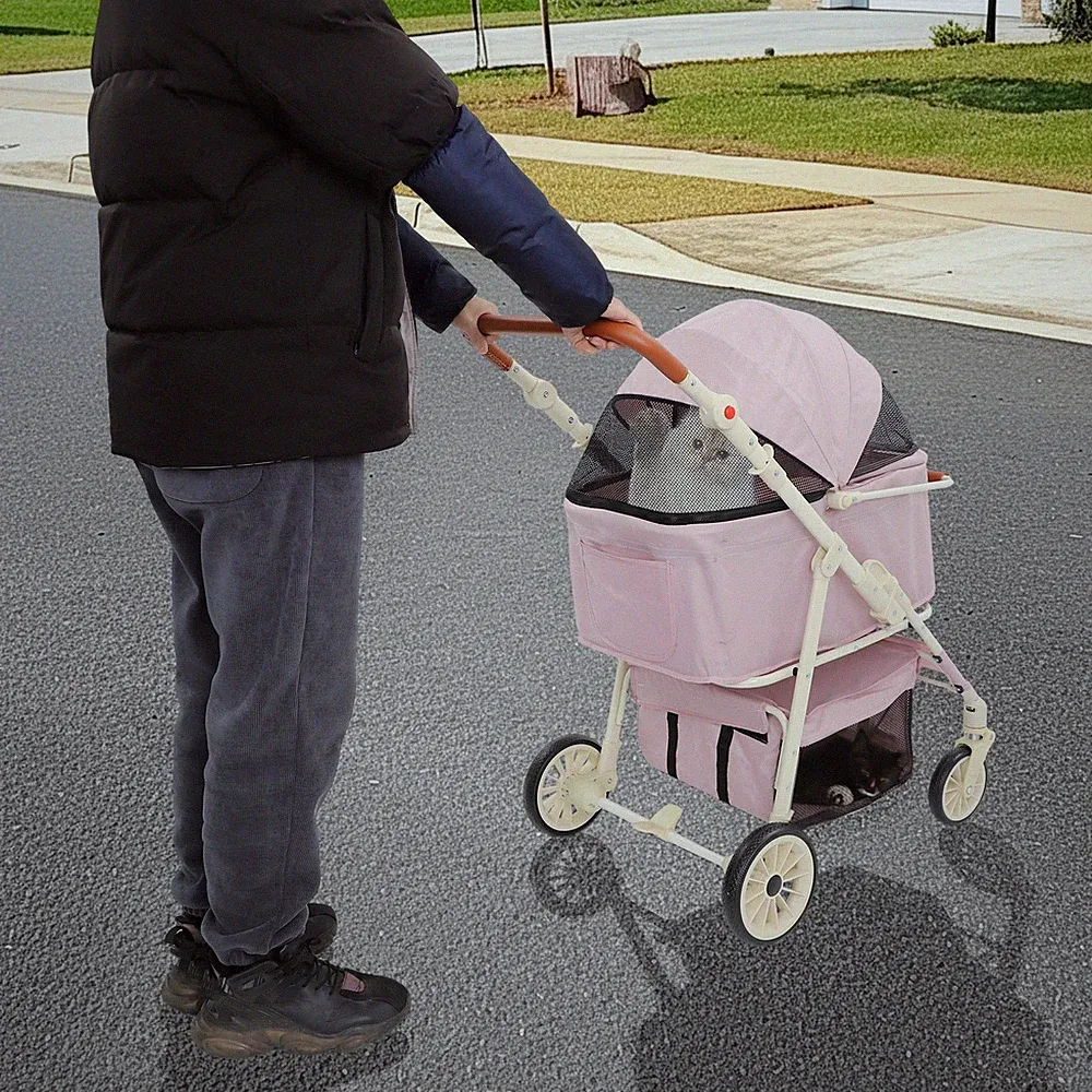 Haustier-kinderwagen Mit Abnehmbarer Tragetasche Faltbarer Hunde Und Katzen