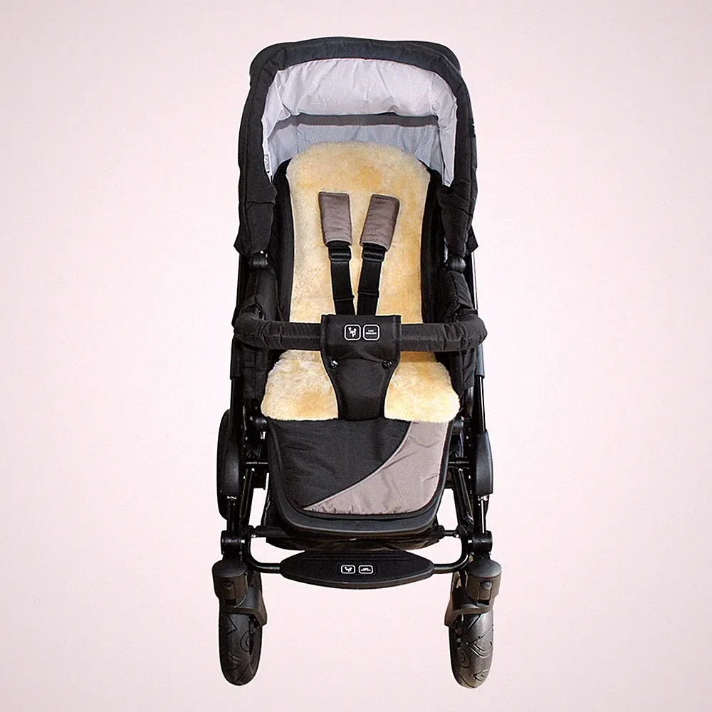 Heitmann Lammfell - Auflage für Kinderwagen Babywanne ca. 77x35 cm gold beige