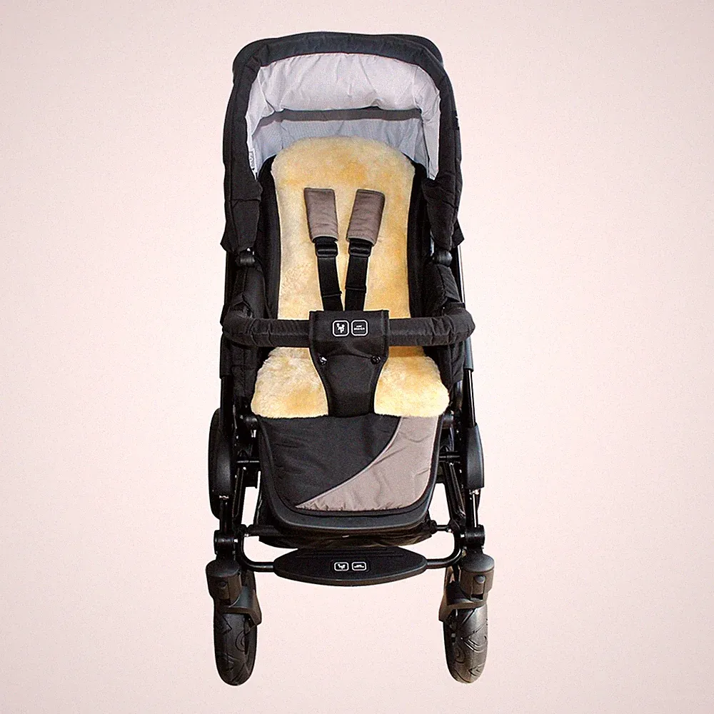 Heitmann Lammfell - Auflage für Kinderwagen Babywanne ca.77x35 cm gold beige TOP
