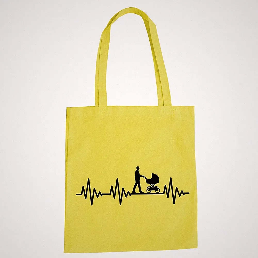 Herzschlag Kinderwagen Baumwolltasche - Ekg Papa Vater Kind Familie Tochter Sohn