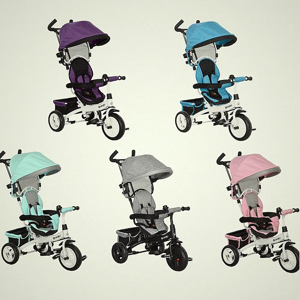 HOMCOM 6 in 1 Kinder Trike, Kinderwagen mit Elterngriff