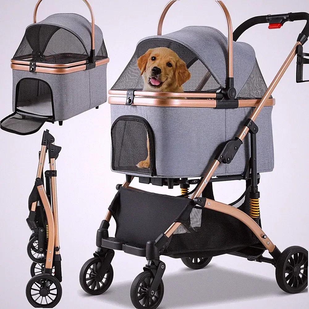 Hundebuggy 3 in 1 Hundekinderwagen Katzenbuggy Transportbox klappbar