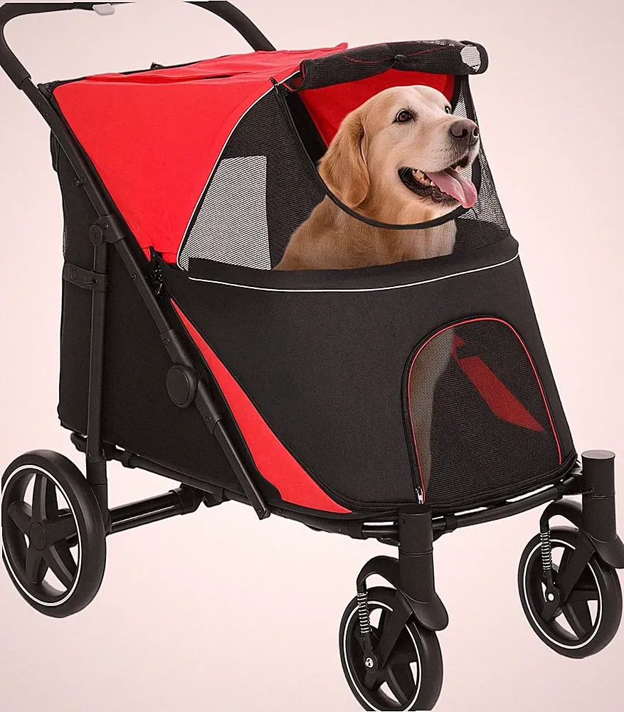 Hundebuggy Faltbar Hundewagen für mittlere/große Rassen Rot | Hundebuggy Buggy