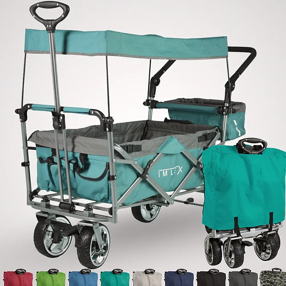 IMLEX Bollerwagen Strand-Wagen Kinder-Wagen Transportwagen Klappbar TÜRKIS