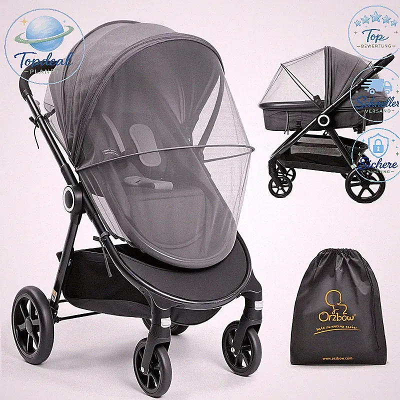 Insektenschutz Moskitonetz für Kinderwagen Buggy Atmungsaktiv Reißfest