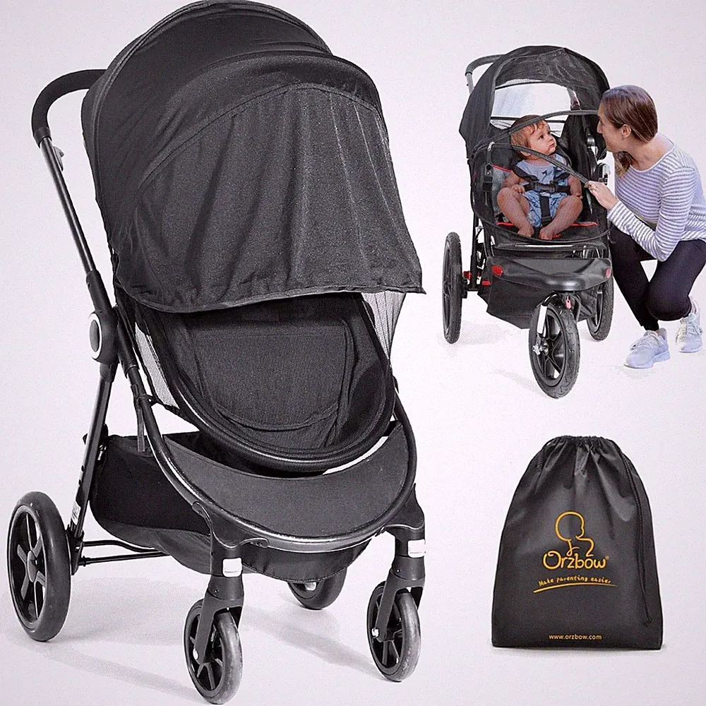 Insektenschutz Moskitonetz Sonnenschutz Universal für Kinderwagen Buggy Faltbar