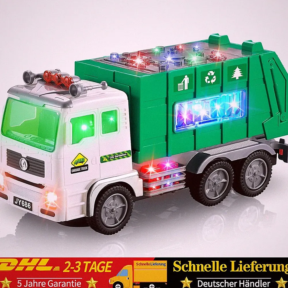 Interaktiver Müllwagen Spielzeugauto Kinder 3+ Jahre Lkw mit Licht Sound Kinder