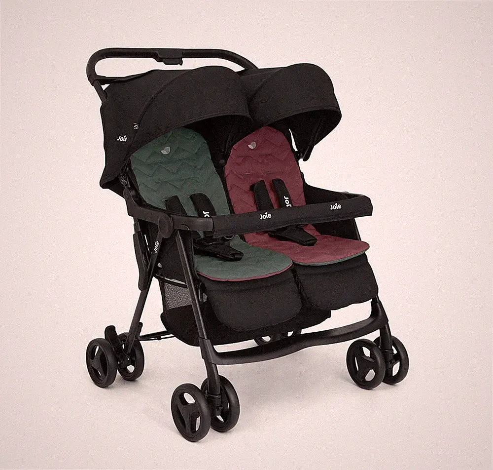 Joie Aire Doppelkinderwagen Babywagen pink/blau – schieferfarben