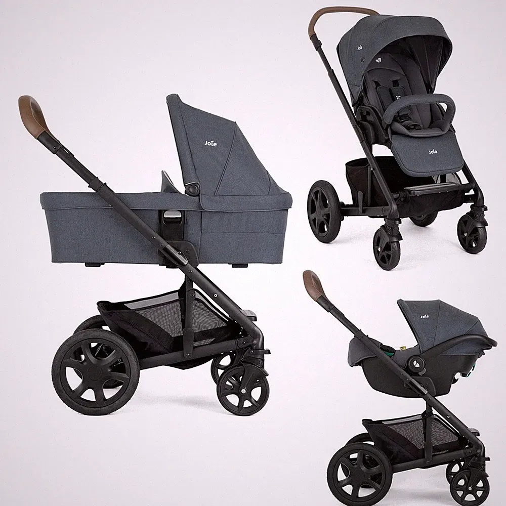 Joie Chrome Deluxe Reisesystem 3-in-1 Kinderwagen R129 Autositz Produktbündel Moonlight