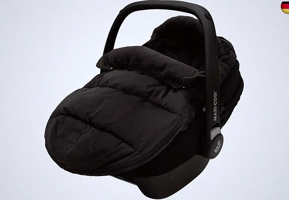 Jollein Fußsack Puffed - Schwarz - Für Babyschale Kinderautositz Gruppe 0+ und K
